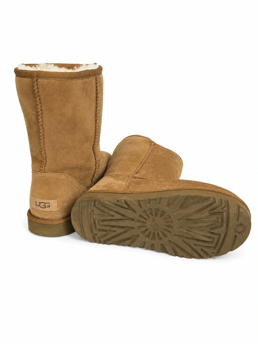 UGG Classic Short Suede Boots in Chestnut Sherpa EUC